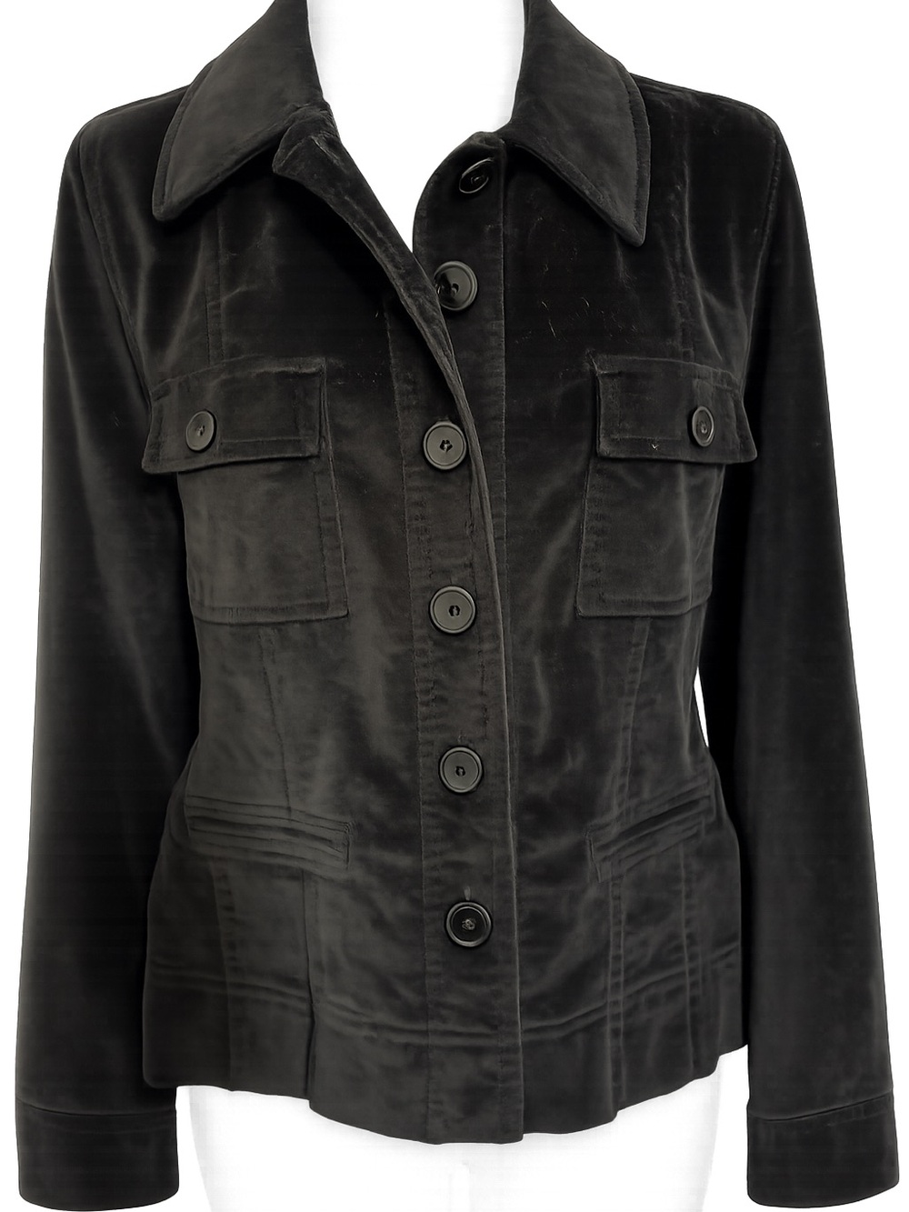 Talbots Black Velvet Stretch Blazer Jacket | Classic Tailored | Women’s